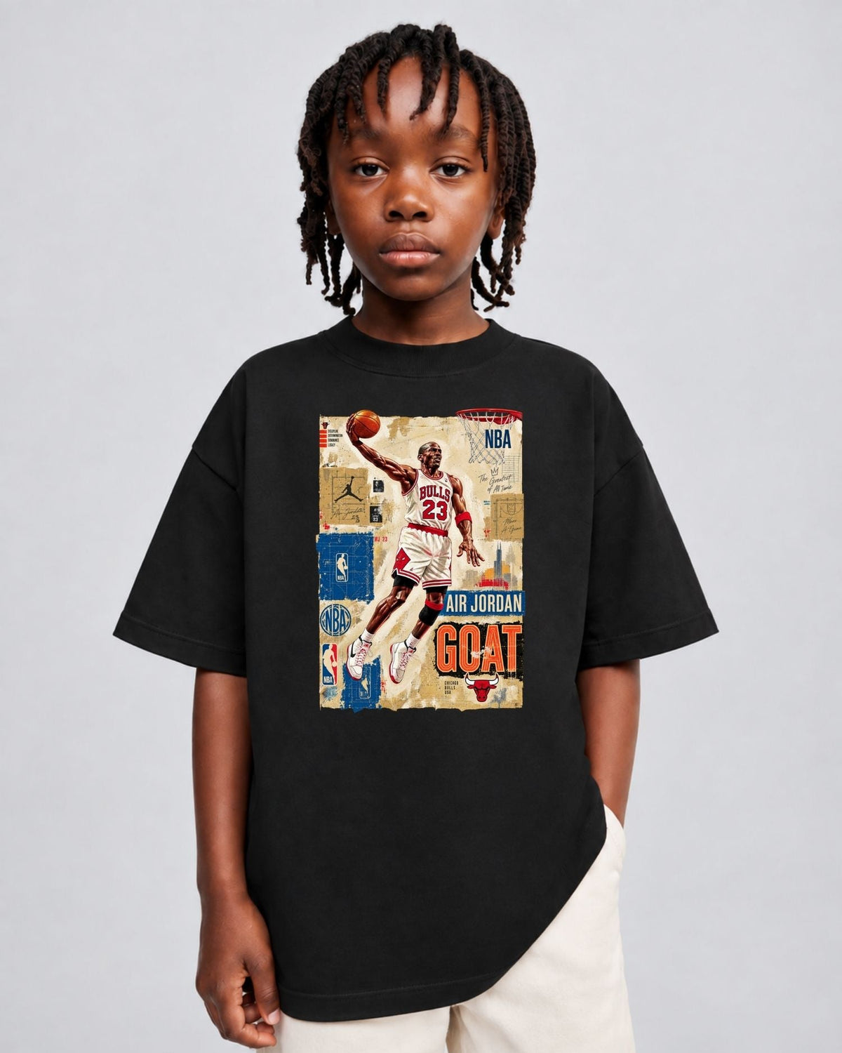 Camiseta Oversized Infantil “MICHAEL JORDAN GOAT”