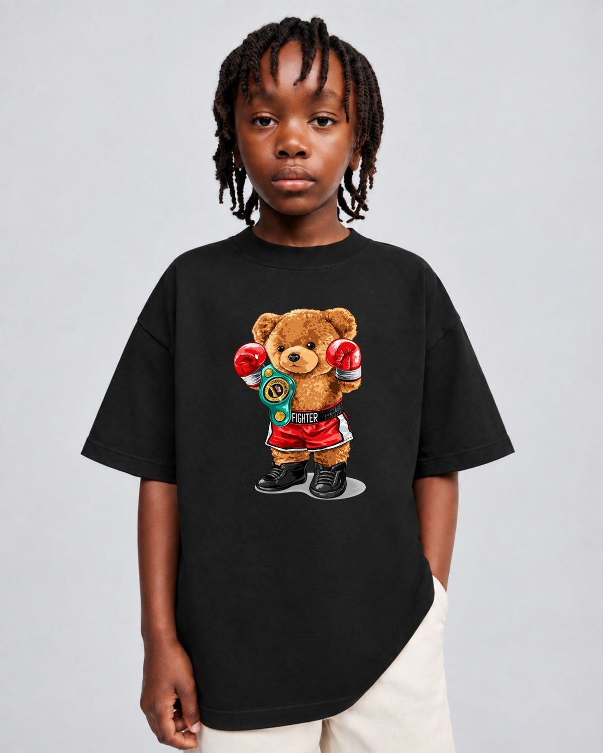 Camiseta Oversized Infantil “BEAR BOXEADOR”