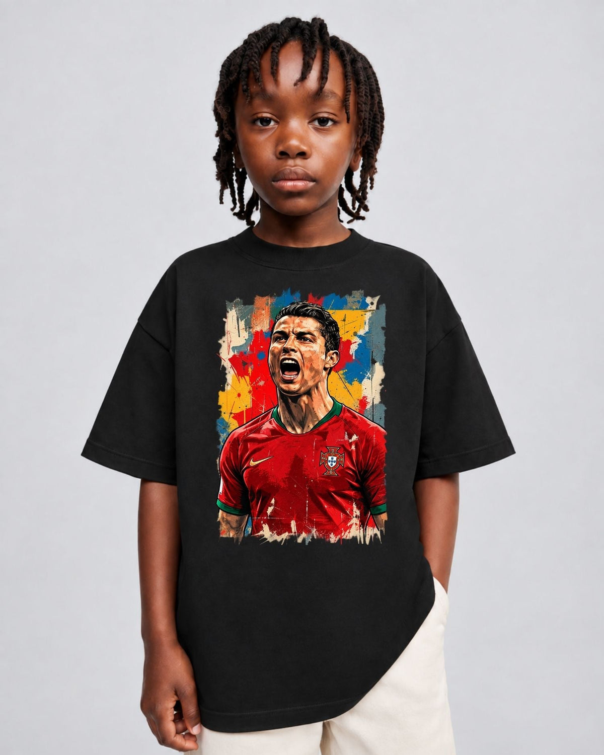 Camiseta Oversized Infantil “CRISTIANO RONALDO SELEÇÃO DE PORTUGAL”