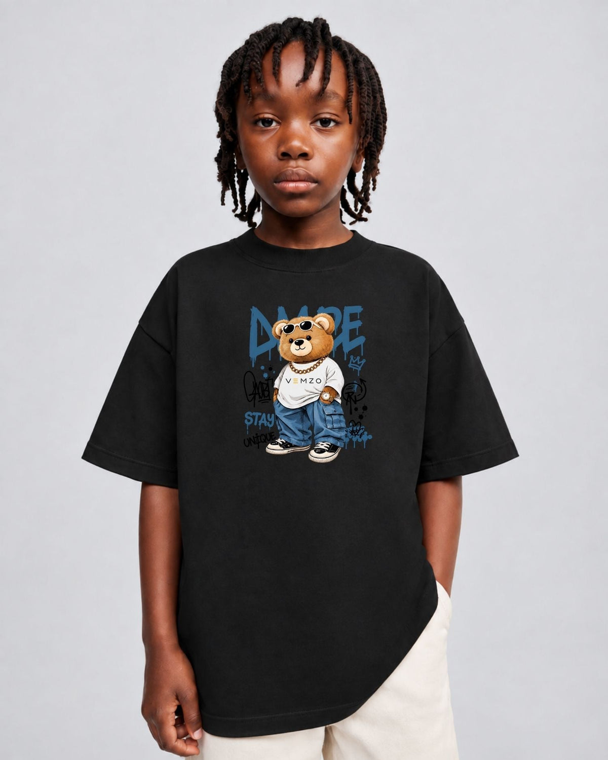 Camiseta Oversized Infantil “URSO VEMZO”
