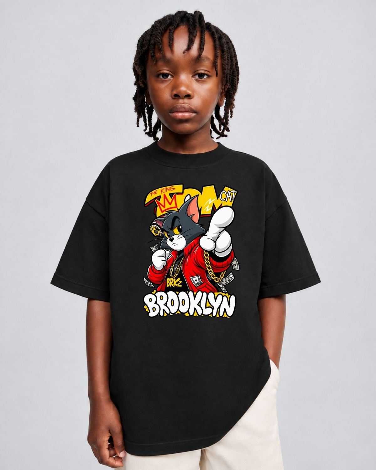 Camiseta Oversized Infantil “CAT THE KING TOM”