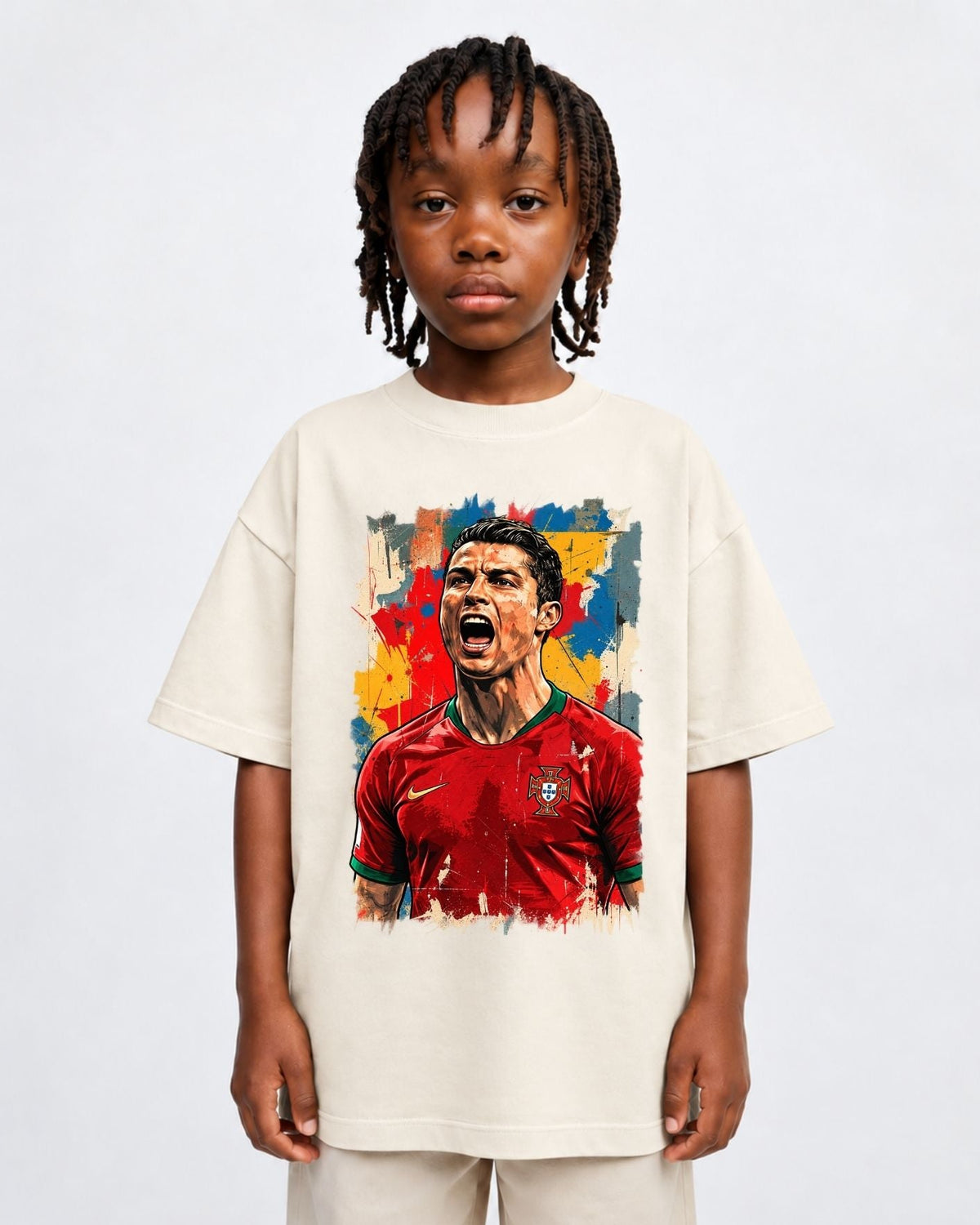 Camiseta Oversized Infantil “CRISTIANO RONALDO SELEÇÃO DE PORTUGAL”
