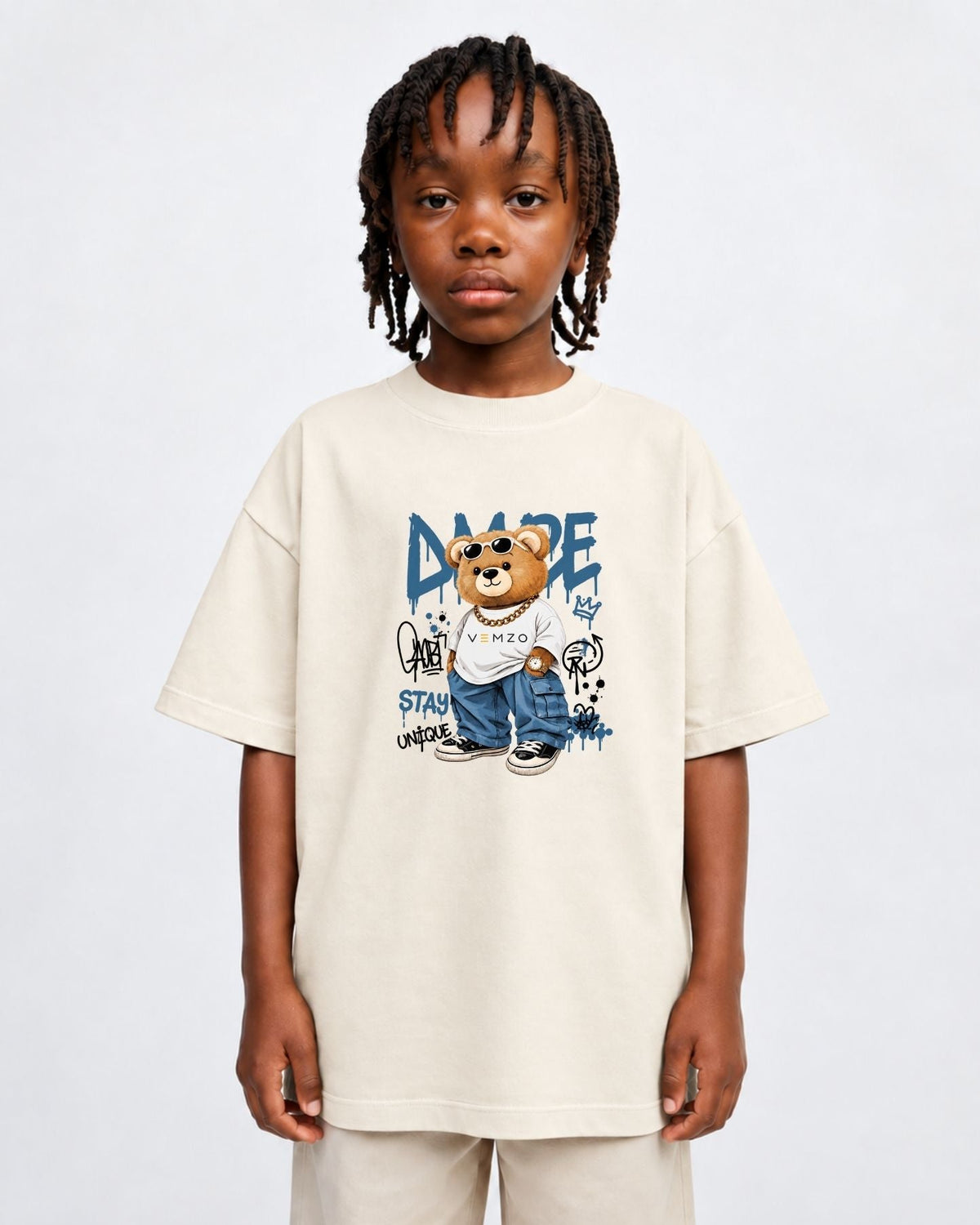Camiseta Oversized Infantil “URSO VEMZO”